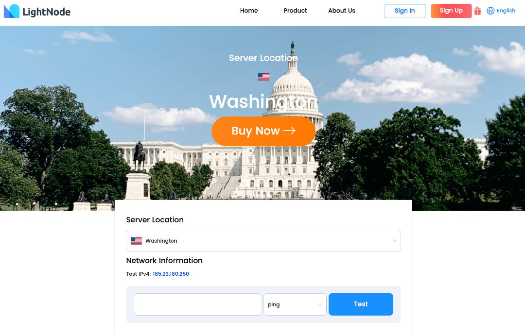 LightNode Washington DC VPS Hosting Speed ​​Test Page