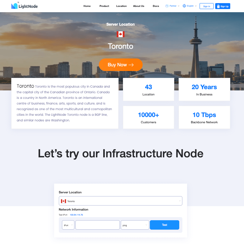 LightNode Toronto VPS Hosting Speed ​​Test Page